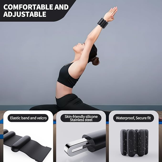 Ankle weights for women wrist weight: Adjustable ankle & wrist weights 2lbs(1lb each) for Pilates & Yoga exercise - Hand & Leg weights for women at home