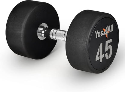 Yes4All Urethane Dumbbells with Anti-Slip Knurled Handle 5-50LBS for Muscle Building - Sold Individually