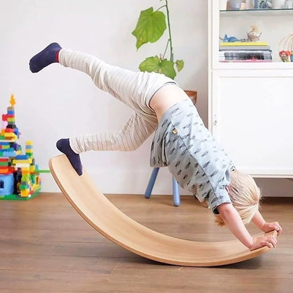 35 Inch Wooden Balance Board Wobble Board for Kids Toddlers, Teens, Adults, Wood Kids Toys for Kids - Wobble Balance Board Kids - Kids Wooden Toys - Montessori Waldorf Learning Toys Rocker