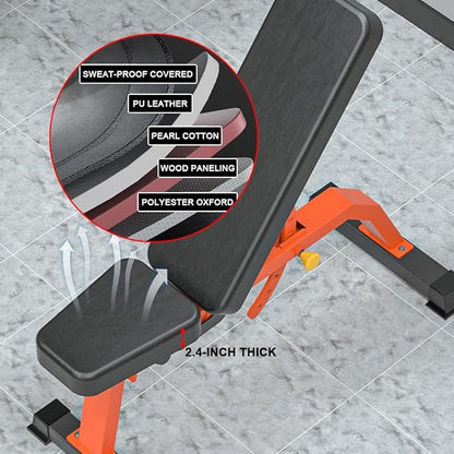 Adjustable Bench, Professional Weight Bench, Incline Flat Decline Sit Up Bench,Dumbbell Stool