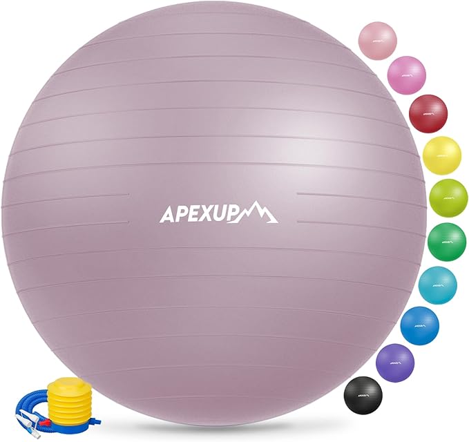 APEXUP Yoga Ball Exercise Ball, Pilates Ball, Anti Slip Stability Ball, Heavy Duty Gym Ball for Fitness, Balance, Core Workout, Physical Therapy