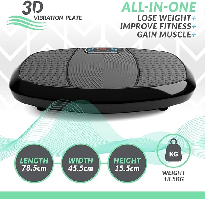 Bluefin Fitness Ultra Slim and Premium 3D Power Vibration Plate - Innovational Vibro Shaper 5 Programs + 180 Levels - Noiseless Home Fitness Bluetooth Speakers Easy Storage Sleek & Compact Design