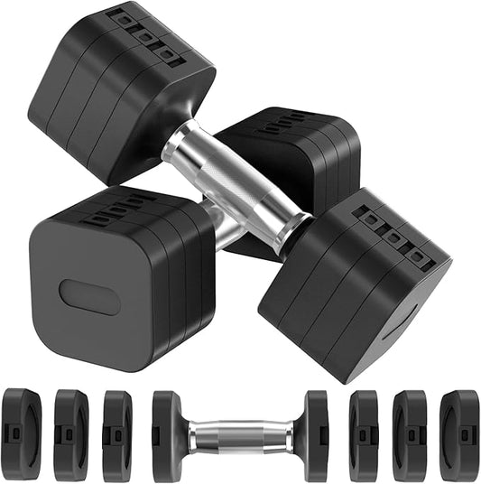 Adjustable Dumbbells Set of 2, Adjustable Weight Dumbbells with 4 Levels 4.4lb, 6.6lb, 8.8lb, 11lb, Hand Weights Sets for Women/Men Home Gym Full Body Workout