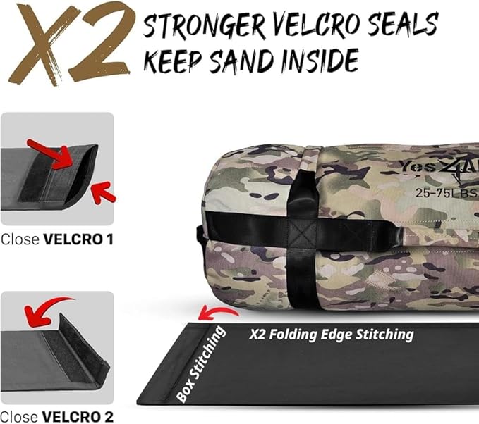 Yes4All Sandbags for Working Out, Adjustable Sand Bags for Weight Training with Handles, Multiple Colors & Sizes 5-200lbs