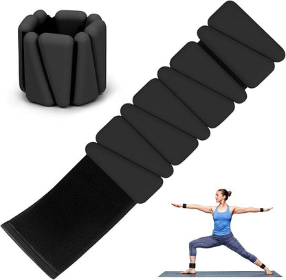 Adjustable Wrist Weights Set of 2, Silicone Weight Bracelets (1Lbs Each) Fits for Women & Men, Wearable Ankle & Wrist Weights, Suitable for Yoga, Pilates, Dance, Pool Exercises, Jogging