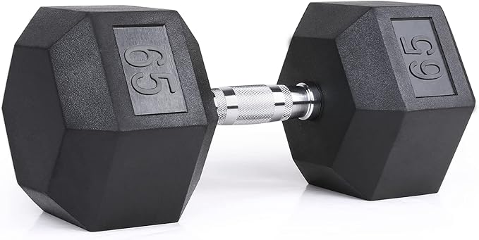 LIONSCOOL Rubber Encased Hex Dumbbells in Pairs or Single 5-65lbs