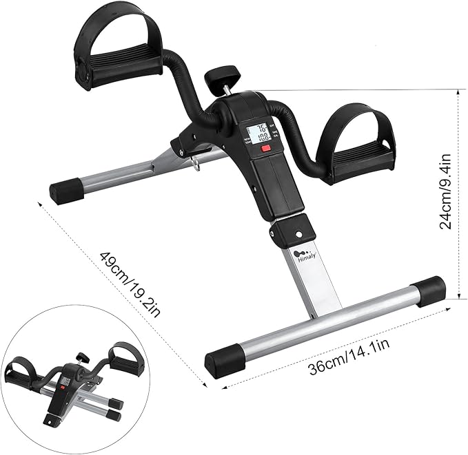 Folding Pedal Exerciser - Mini Exercise Bike Under Desk Bike Pedal Exerciser with LCD Display for Arms and Legs Workout, Portable Desk Bike Peddler Machine for Adults & Seniors