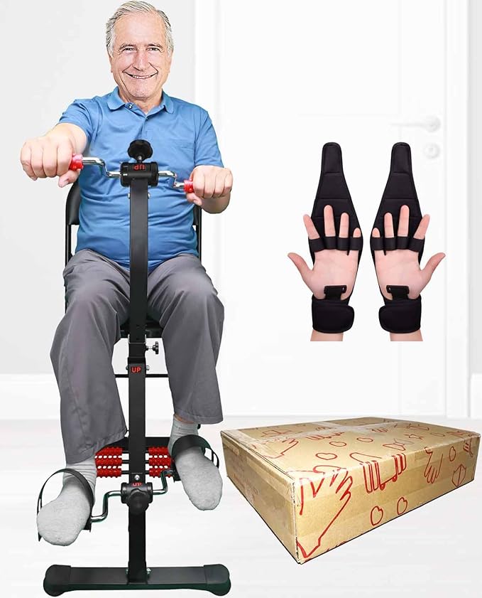 Pedal Exerciser Bike Hand Arm Leg and Knee Peddler Adjustable Fitness Equipment for Seniors, Elderly Home Dual Pedal Exercise Bike for Total Body