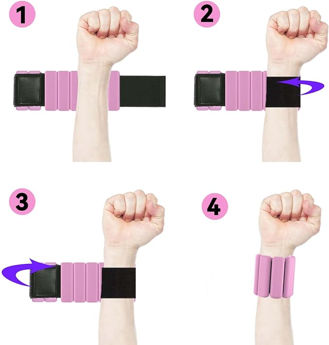 Adjustable Wrist & Ankle Weights for Women and Men, Workout Weights Set of 2 (1Lb Each), Wearable Bracelets for Exercise, Yoga, Walking, Running, Dance, Pilates, Cardio, Aerobics, Home Gym