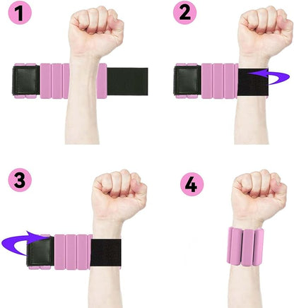 Adjustable Wrist & Ankle Weights for Women and Men, Workout Weights Set of 2 (1Lb Each), Wearable Bracelets for Exercise, Yoga, Walking, Running, Dance, Pilates, Cardio, Aerobics, Home Gym