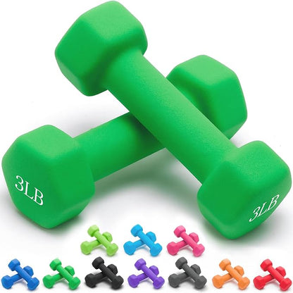 Portzon 10 Colors Options Compatible with Set of 2 Neoprene Dumbbell,1-15 LB, Anti-Slip, Anti-roll, Hex Shape