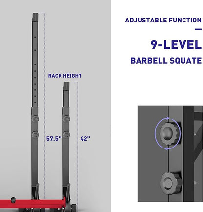 Holleyweb Squat Rack Stand Bench Press Rack,Adjustable Barbell Stand Rack Multi-Function Strength Weight Rack Home Gym