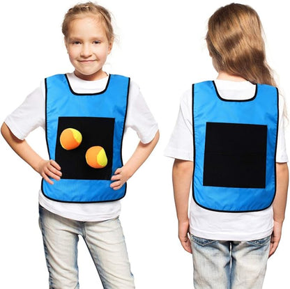 Toyvian Sports Dodgeball Tag Game Vests Set for Kids, 2 Vests and 10 Balls, Sticky Ball Game, Tag Game for Kids Adults Indoor Outside Lawn Yard Games Parent-Child