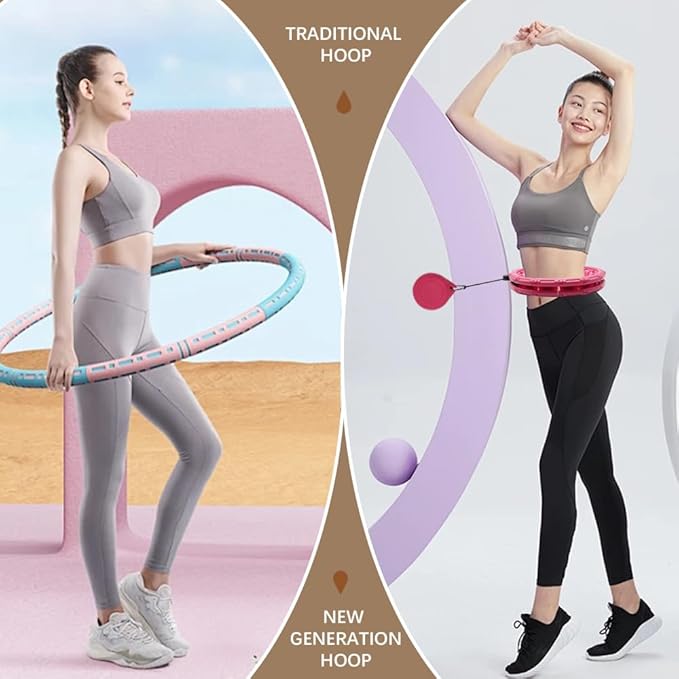 Weighted Fit Hoop, Fithoop, Fitness Hoop 2 in 1 Abdomen Fitness Massage, 60inch 30 Knots,47inch 24 Knots,Great for Adults and Beginners Weight Loss and Exercise