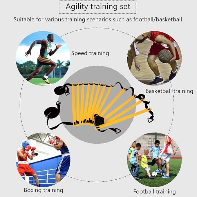 Football Training Equipment 1 Agility 4 Steel Piles,12 Disc Cones,1 Resistance