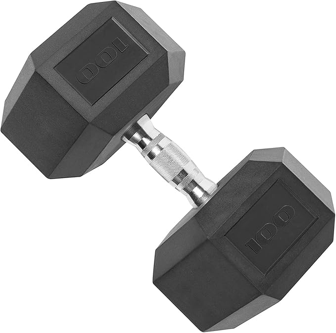 THUNDERBAY Rubber Coated Cast Iron Hex Dumbbell Weights(in Pairs or Singles)