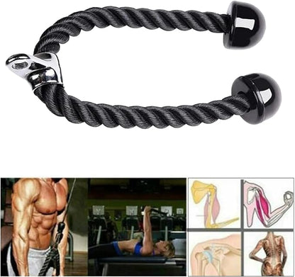 Cable Attachments for Home Gym, Triceps Rope 26.5 Inch Pull Down Attachment，2 Resistance Band Handles ，3 Black Heavy Duty Carabiners Clips ，LAT Pulldown Equipment ，Cable Machine Accessories Carry bag