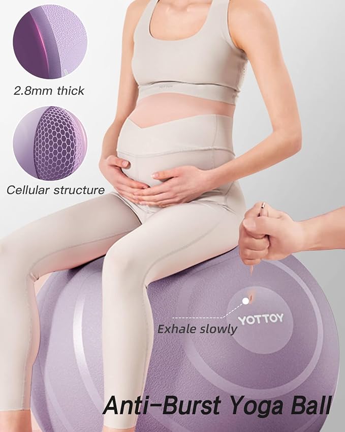 Anti-Burst Exercise Ball for Working Out, Yoga Ball for Pregnancy,Extra Thick Workout Ball for Physical Therapy,Stability Ball for Ball Chair Fitness with Pump