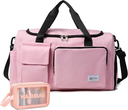 Small Gym Bag for Women, Travel Duffle Bag Carry On Weekender Bag with Shoe Compartment