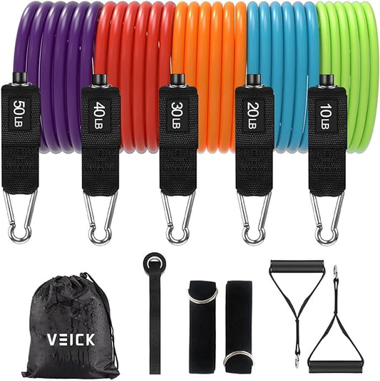 VEICK Resistance Bands, Exercise Bands, Workout Bands, Resistance Bands for Working Out with Handles for Men and Women, Exercising Bands for Fitness Weights Work Out at Home