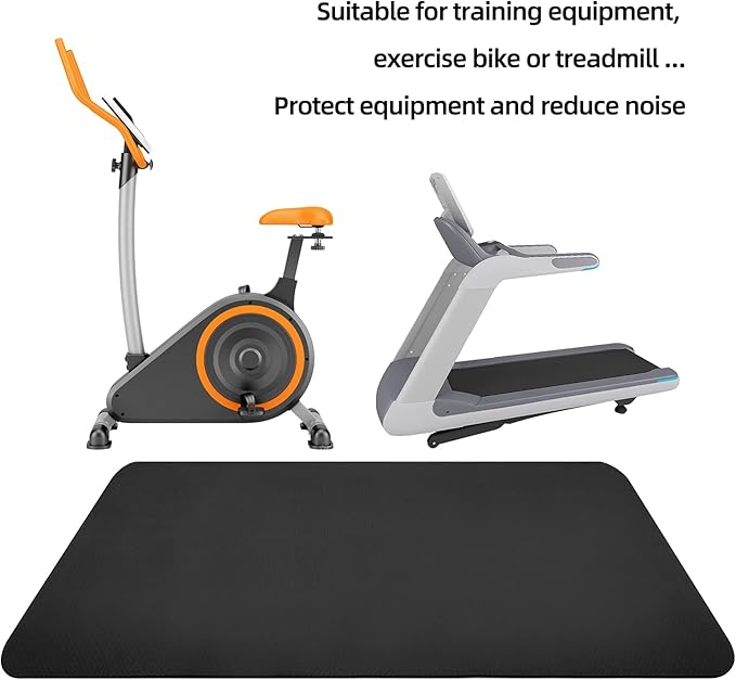 Exercise Equipment Mat - Treadmill Mat, Stationary Bike Mat, Exercise Mat, Gym Equipment Waterproof Mat, Jump Rope Mat Use On Hardwood Floors and Carpet Protection (Small - 47.3" x 23.6")