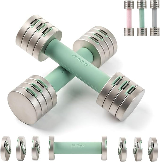 Adjustable Dumbbell Set of 2,4 In 1 Dumbbell Weights for Women Men,5lb Dumbbells Adjustable Weight,Hand Weights at Home,2lb 3lb 4lb 5lb Dumbbell with Silicone Handle for Home Gym Exercise