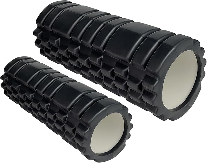 Foam Roller High Density Exercise Roller for Deep Tissue Muscle Massage, Muscle Massage and Myofascial Trigger Point Release, Relieves Muscle Pain & Tightness, Improves Mobility (2 Black)