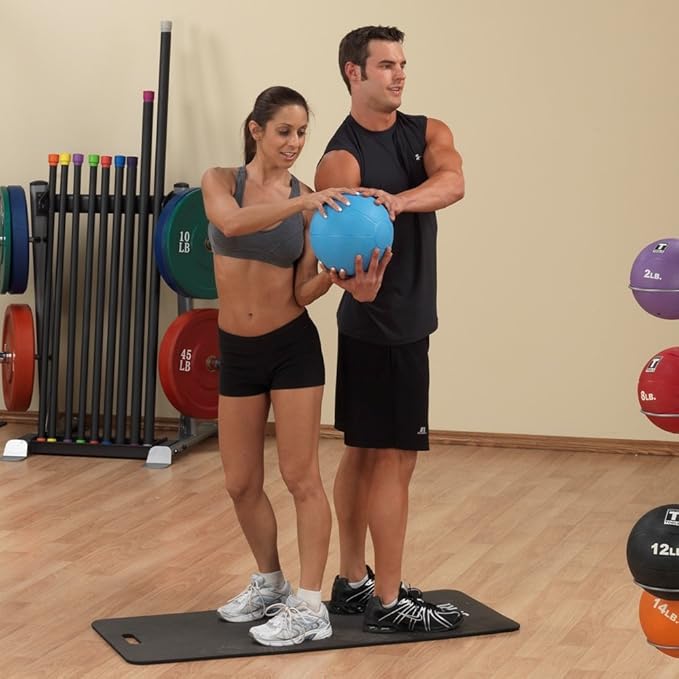 Body-Solid Rubber Medicine Ball - Superior Grip, Textured Surface, Adjustable Air Pressure Fitness Balls - Ideal for Cardio and Core Exercise in Home & Gym Workouts