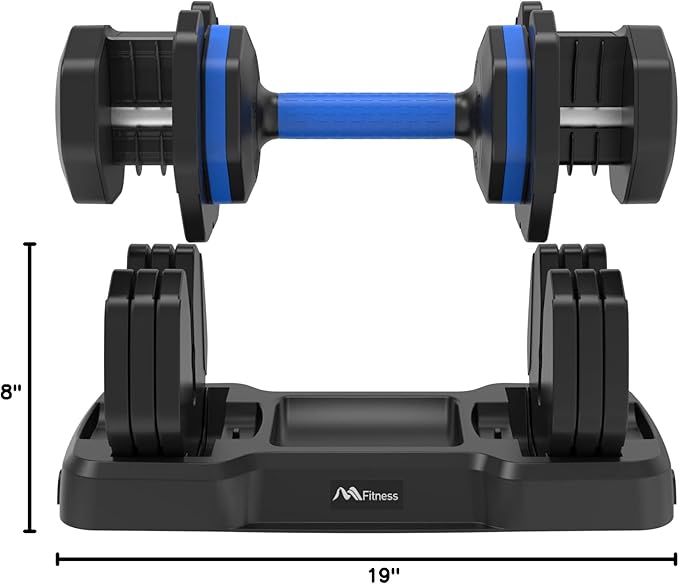 Adjustable Dumbbell Set - 55lb Single Dumbbell with Anti-Slip Handle, Quick Weight Adjustment by Turning Handle with Tray - Perfect for Full Body Workouts