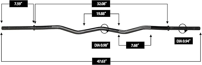 Signature Fitness Standard Threaded Curl Barbell Curl Bar with Collars, 48 inch (200 lb Weight Capacity), Black