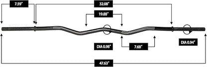 Signature Fitness Standard Threaded Curl Barbell Curl Bar with Collars, 48 inch (200 lb Weight Capacity), Black