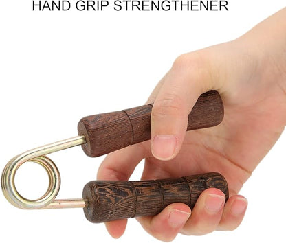 Hand Grip Strengthener, Wood and Alloy Handle Hand Grip Strengthener Portable Wrist Forearm Hand Exerciser Grip Strength Trainer Exercise Anytime and Anywhere