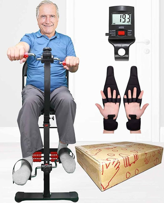 Pedal Exerciser Bike Hand Arm Leg and Knee Peddler Adjustable Fitness Equipment for Seniors, Elderly Home Dual Pedal Exercise Bike for Total Body