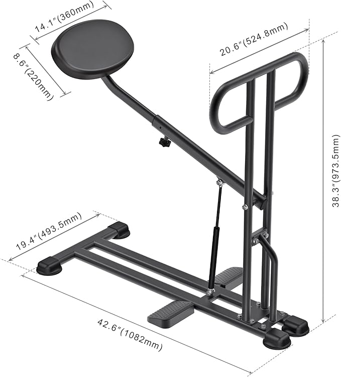 Kipika Squat Machine - Home Gym Workout Equipment for Total-Body Fitness - Low Impact Glute & Leg Cardio Trainer with Ergonomic Multi-Grip Handle - 7 Position Seat Adjustment Durable Steel Construction