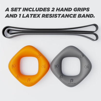 Dual Resistance Hand Grip Strengtheners, Light-Duty Set with Two Hand Grips and Latex Band