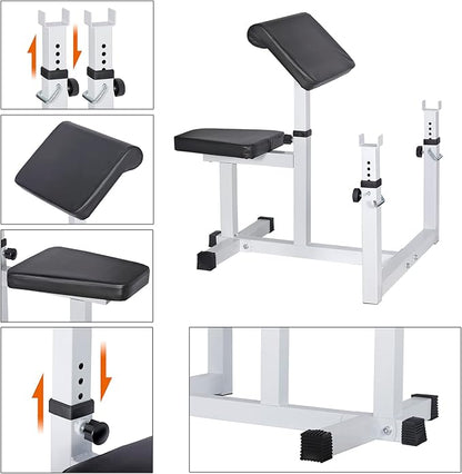 ANT MARCH Preacher Curl Weight Bench Seated Arm Isolated Barbell Dumbbell Biceps Station Home Gym Max load 450lLBS