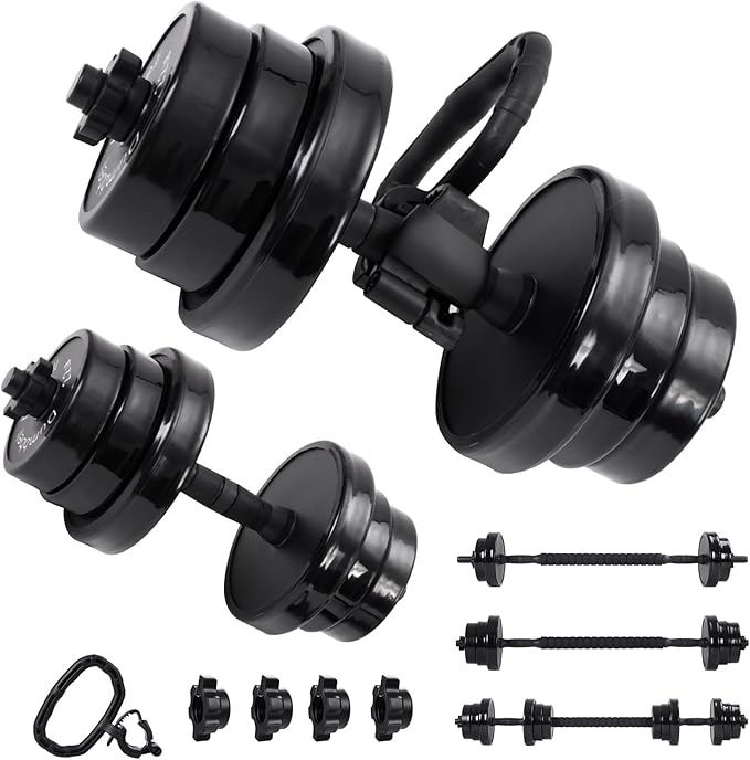 Nice C Weights, Dumbbell Set, Kettlebells, Adjustable Dumbbells, Barbell Weight Set, 20-40-50-70LB 3-in-1 set, Non-Slip, All-purpose