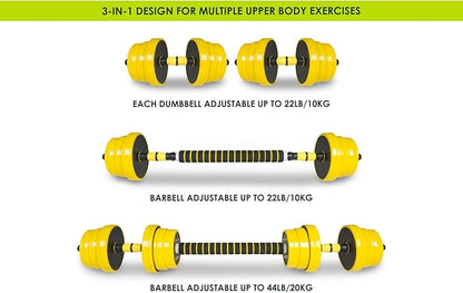 ProsourceFit Adjustable Dumbbell & Barbell Weight Set, 2-in-1 Free Weights Available 22Lbs, Home Gym Equipment