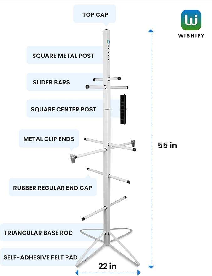 Hockey Gear Dryer Rack - Metal Sports Gear Storage Dry Rack for Drying and Storing Adult and Child Sports Equipment - 4 Additional Hanging Clips and Wrist Band Included