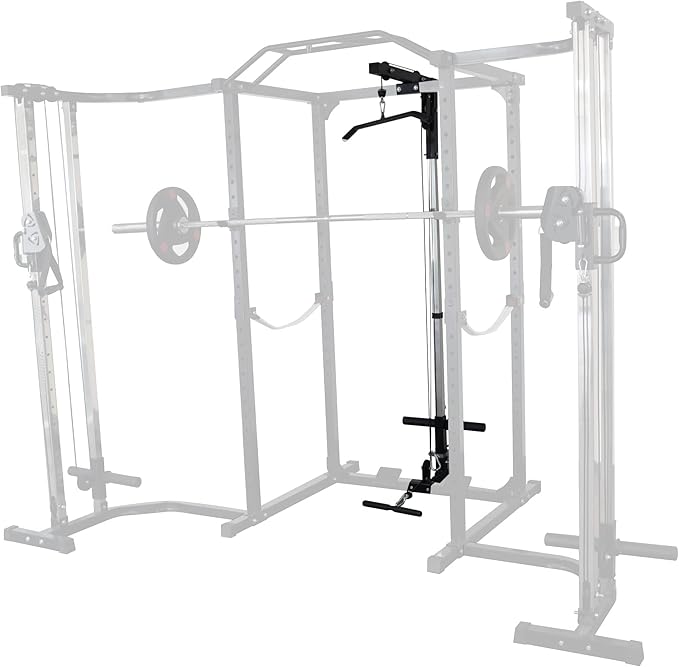 Signature Fitness Multi-Function Adjustable Power Cage with J-Hooks, Safety Straps and Optional LAT Pulldown Attachment and Cable Crossover, Multiple Styles