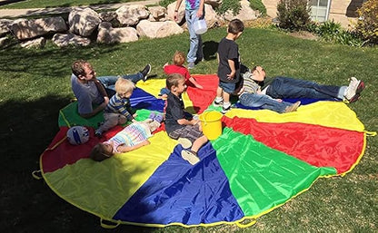 Sonyabecca Parachute 8 Feet 10 Feet 12 Feet for Kids with 9 Handles 12 Handles Play Parachute for 8 12 Kids Tent Cooperative Games Birthday Gift