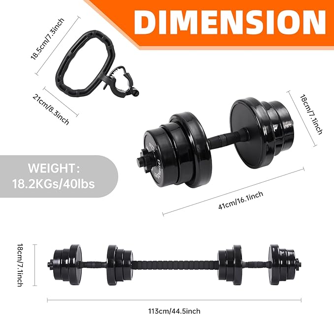 Nice C Weights, Dumbbell Set, Kettlebells, Adjustable Dumbbells, Barbell Weight Set, 20-40-50-70LB 3-in-1 set, Non-Slip, All-purpose