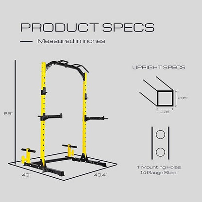 HulkFit Multi-Functional Adjustable Pro Series Squat Stand Power Cage With Multi-Grip Pull Up Bar Strength Training Exercise Equipment For Home Gym For Bench Press, Squats, And Deadlifts - Multicolor