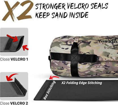 Yes4All Sandbags for Working Out, Adjustable Sand Bags for Weight Training with Handles, Multiple Colors & Sizes 5-200lbs