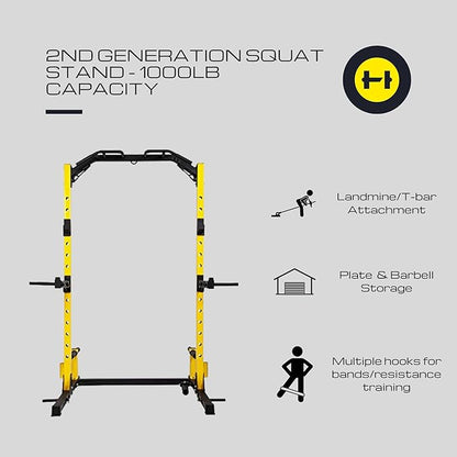 HulkFit Multi-Functional Adjustable Pro Series Squat Stand Power Cage With Multi-Grip Pull Up Bar Strength Training Exercise Equipment For Home Gym For Bench Press, Squats, And Deadlifts - Multicolor