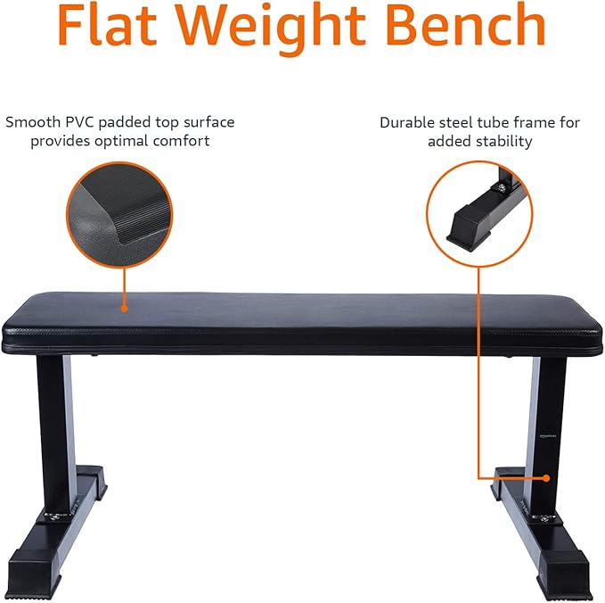 Amazon Basics Flat Weight Bench, Black