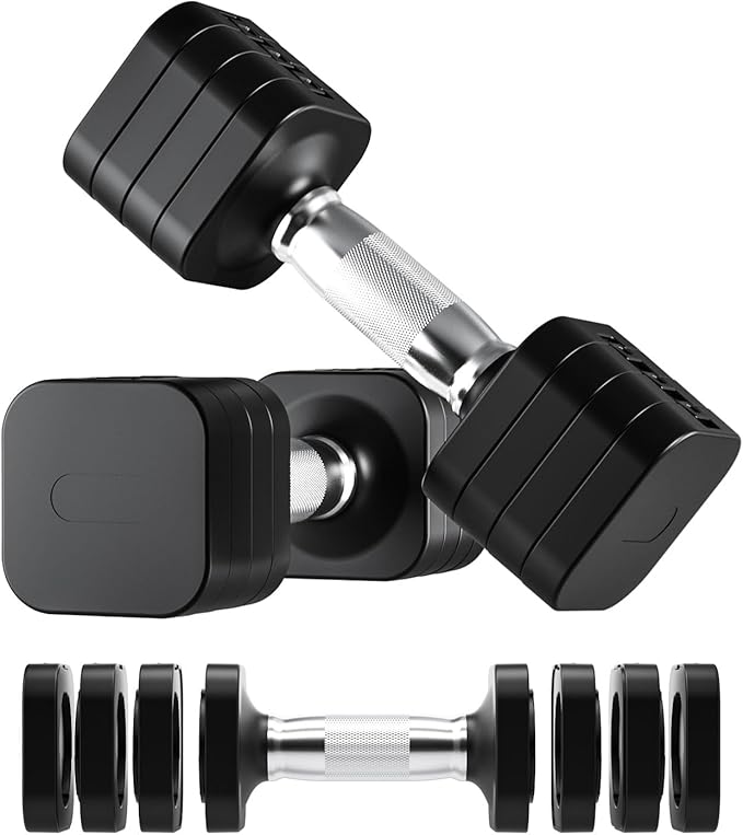 RUNWE Fast Adjustable Weight Set - Single 4.4lb 6.6lb 8.8lb 8.8lb 11lb 11lb Dumbbell 2, All