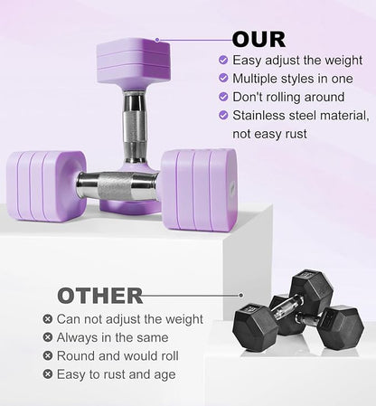 15LBS Adjustable Dumbbell Set, 4 in 1 Free Weights Dumbbells Set for Women Men Hand Weights Set Adjust Dumbbell Weight Set for Home Gym Exercise Workout Strength Training Equipments