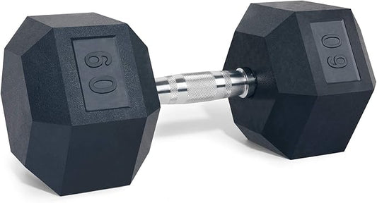 LIONSCOOL Rubber Encased Hex Dumbbells in Pairs or Single 5-65lbs