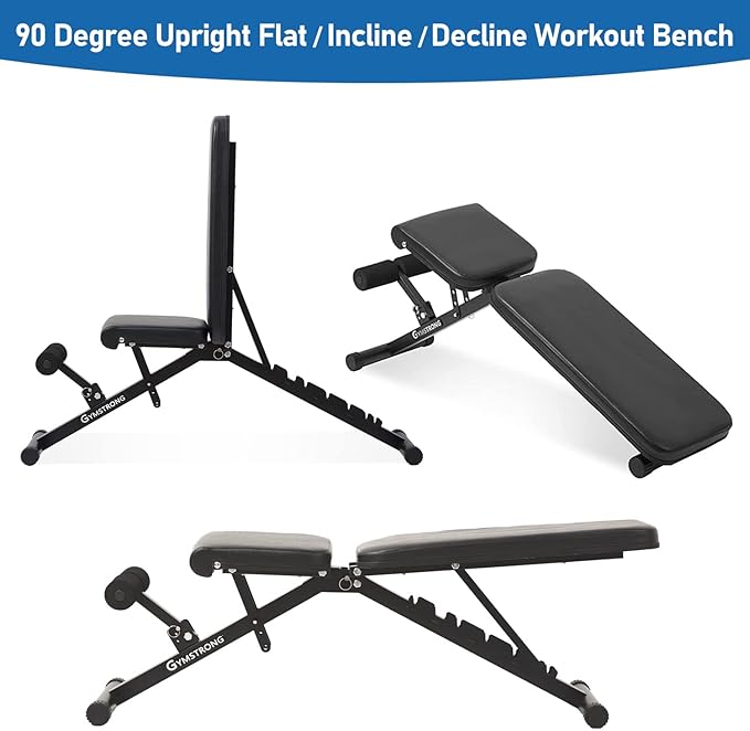 Weight Bench for Home Gym Exercise Workout Equipment Adjustable Weight Bench Incline Bench Press, 90 Degree Upright Shoulder Press and Flat Design